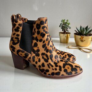 MADEWELL Leopard Print Calf Hair Ankle Boots Size 9.5